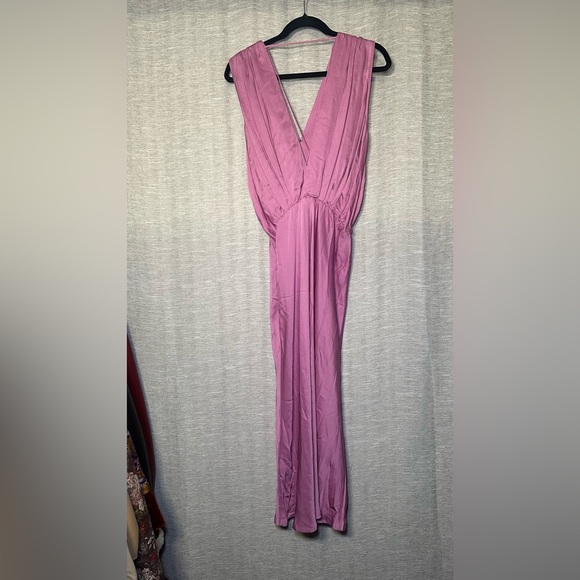 Banana Republic Plunge Draped V-Neck Long Satin Maxi Dress Size M - Picture 6 of 9